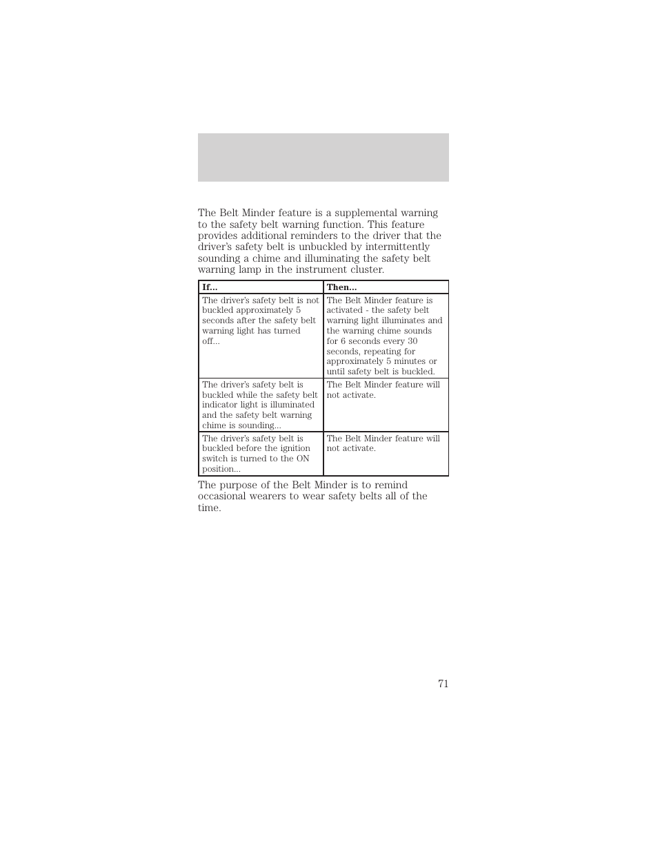 Seating and safety restraints | FORD 2000 Mustang User Manual | Page 71 / 224