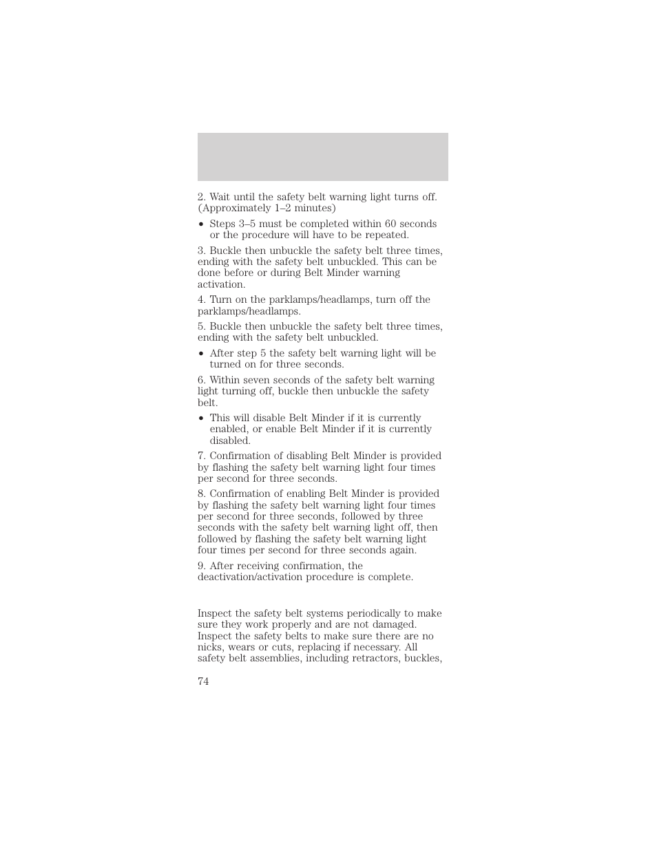 Seating and safety restraints | FORD 2000 Mustang User Manual | Page 74 / 224