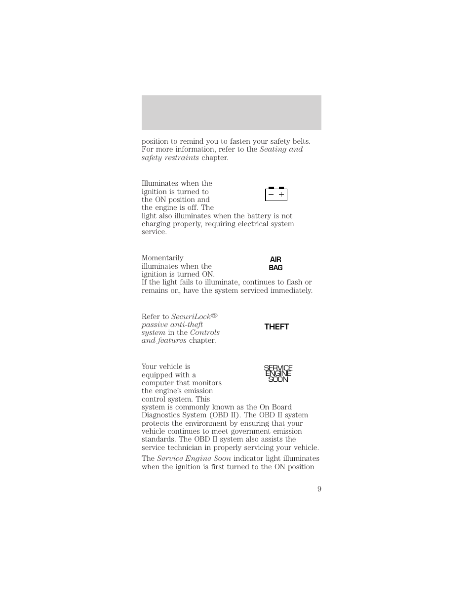 Instrumentation | FORD 2000 Mustang User Manual | Page 9 / 224