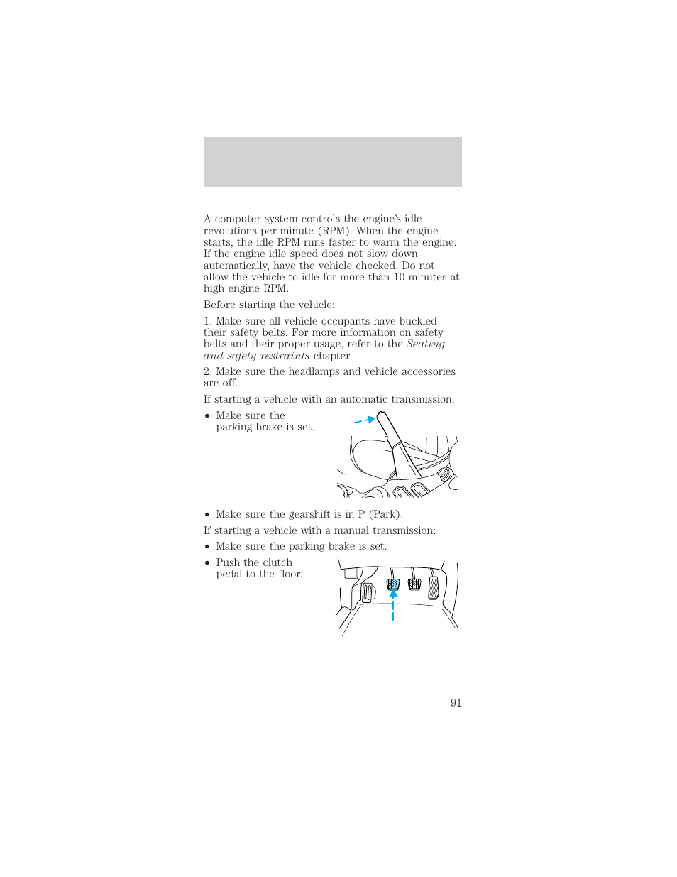 Starting | FORD 2000 Mustang User Manual | Page 91 / 224