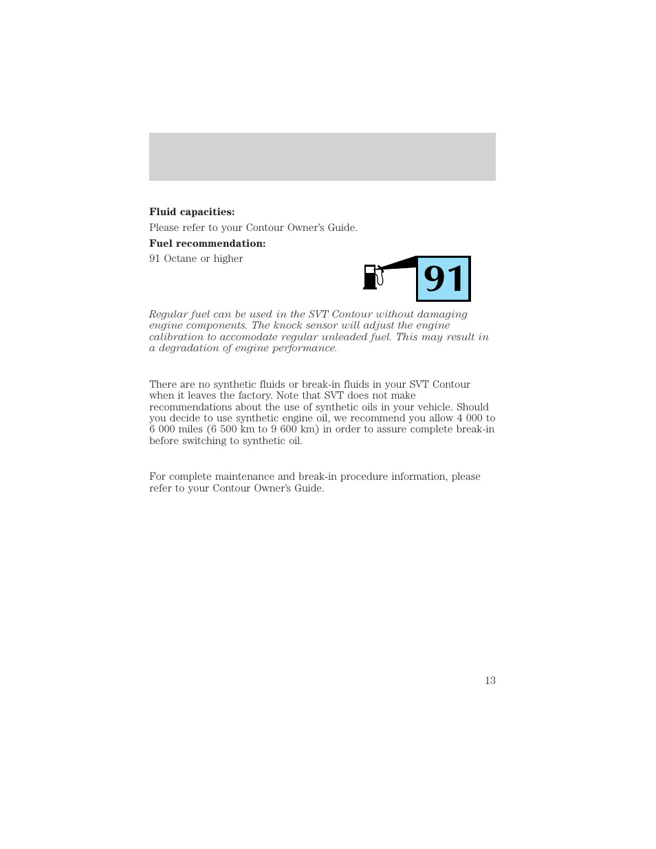 Maintenance | FORD 2000 Contour User Manual | Page 13 / 16