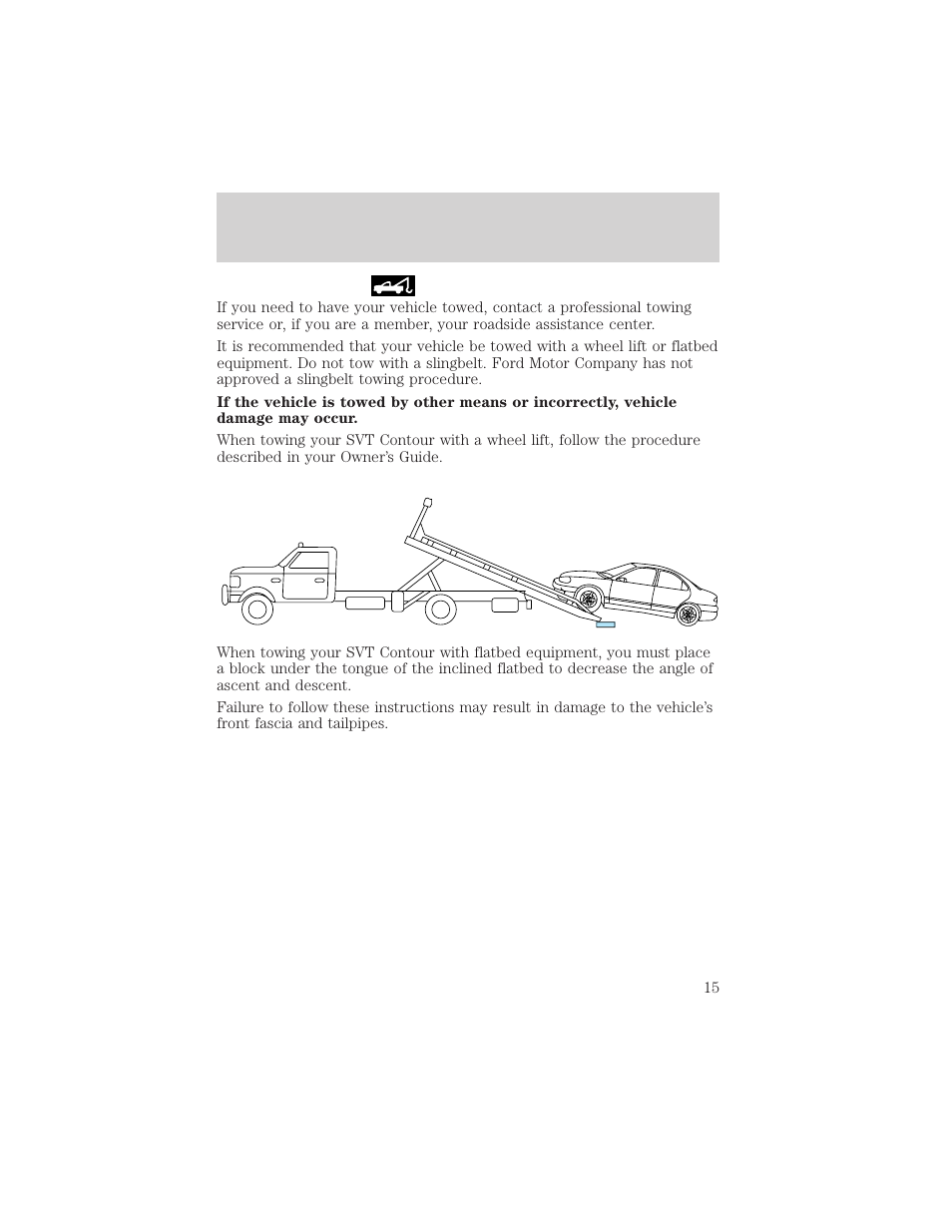 Towing | FORD 2000 Contour User Manual | Page 15 / 16