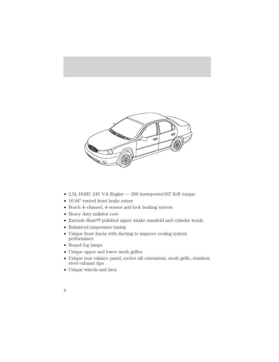 Svt contour specific features | FORD 2000 Contour User Manual | Page 4 / 16