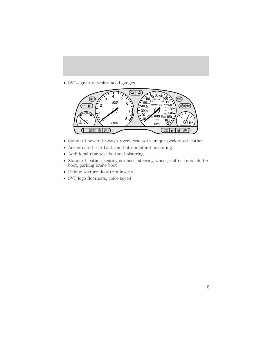 Svt contour specific features | FORD 2000 Contour User Manual | Page 5 / 16