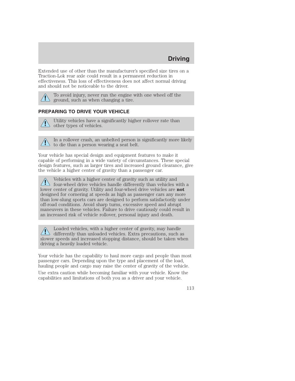Driving | FORD F-250 User Manual | Page 113 / 256