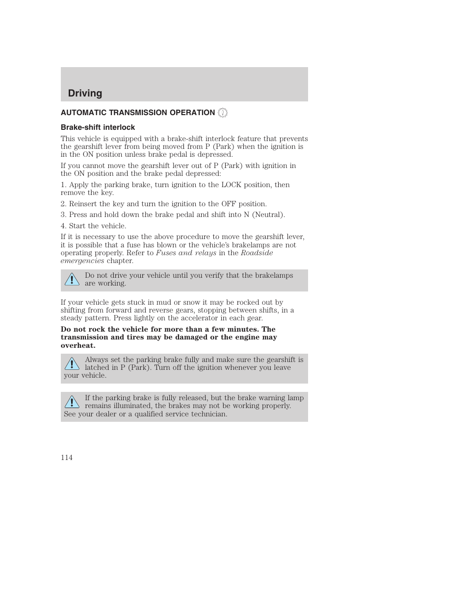 Driving | FORD F-250 User Manual | Page 114 / 256
