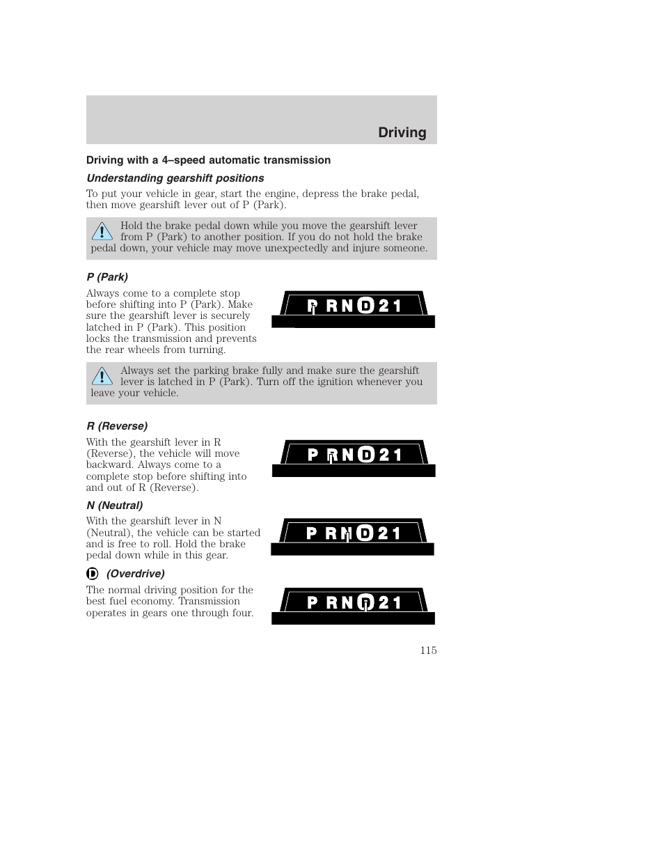 Driving | FORD F-250 User Manual | Page 115 / 256