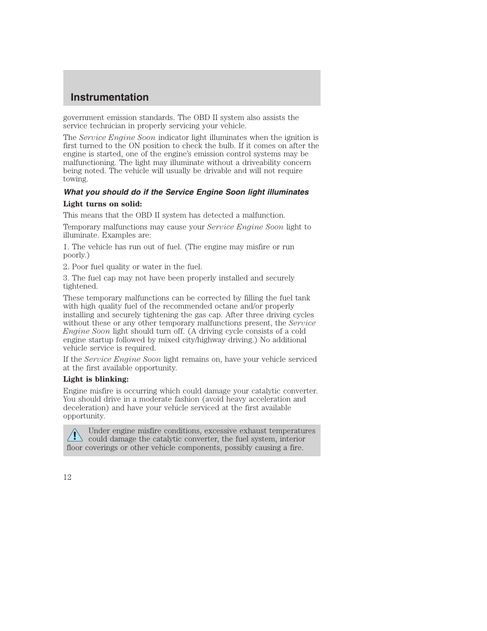 Instrumentation | FORD F-250 User Manual | Page 12 / 256