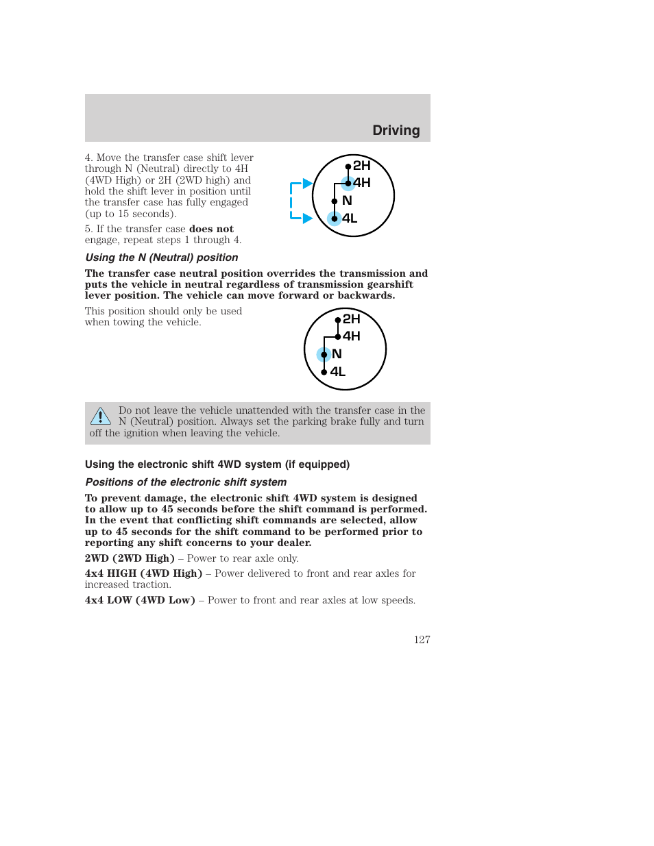 Driving | FORD F-250 User Manual | Page 127 / 256