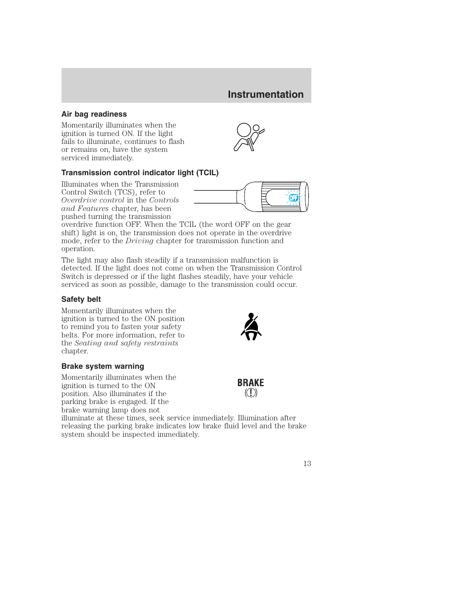 Instrumentation | FORD F-250 User Manual | Page 13 / 256