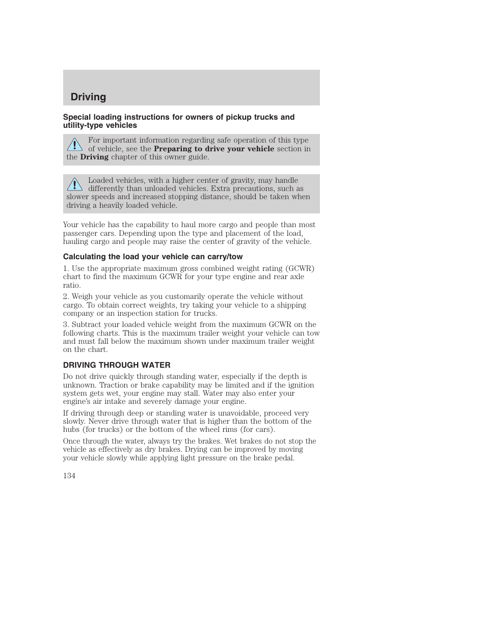Driving | FORD F-250 User Manual | Page 134 / 256