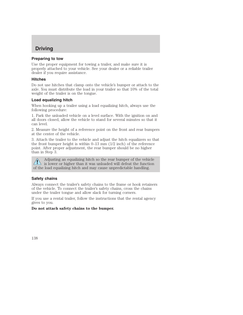 Driving | FORD F-250 User Manual | Page 138 / 256