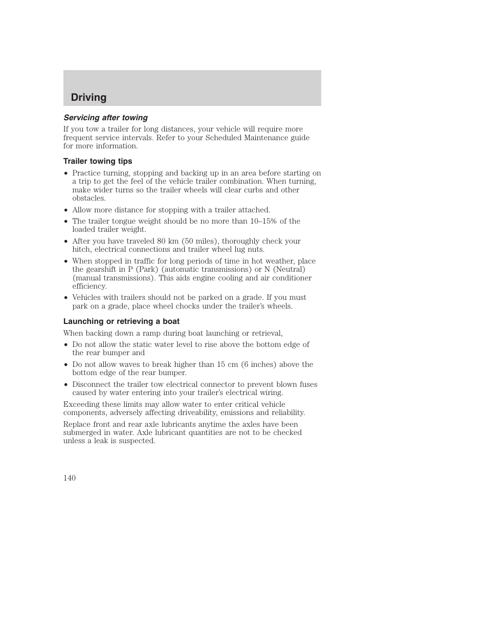 Driving | FORD F-250 User Manual | Page 140 / 256