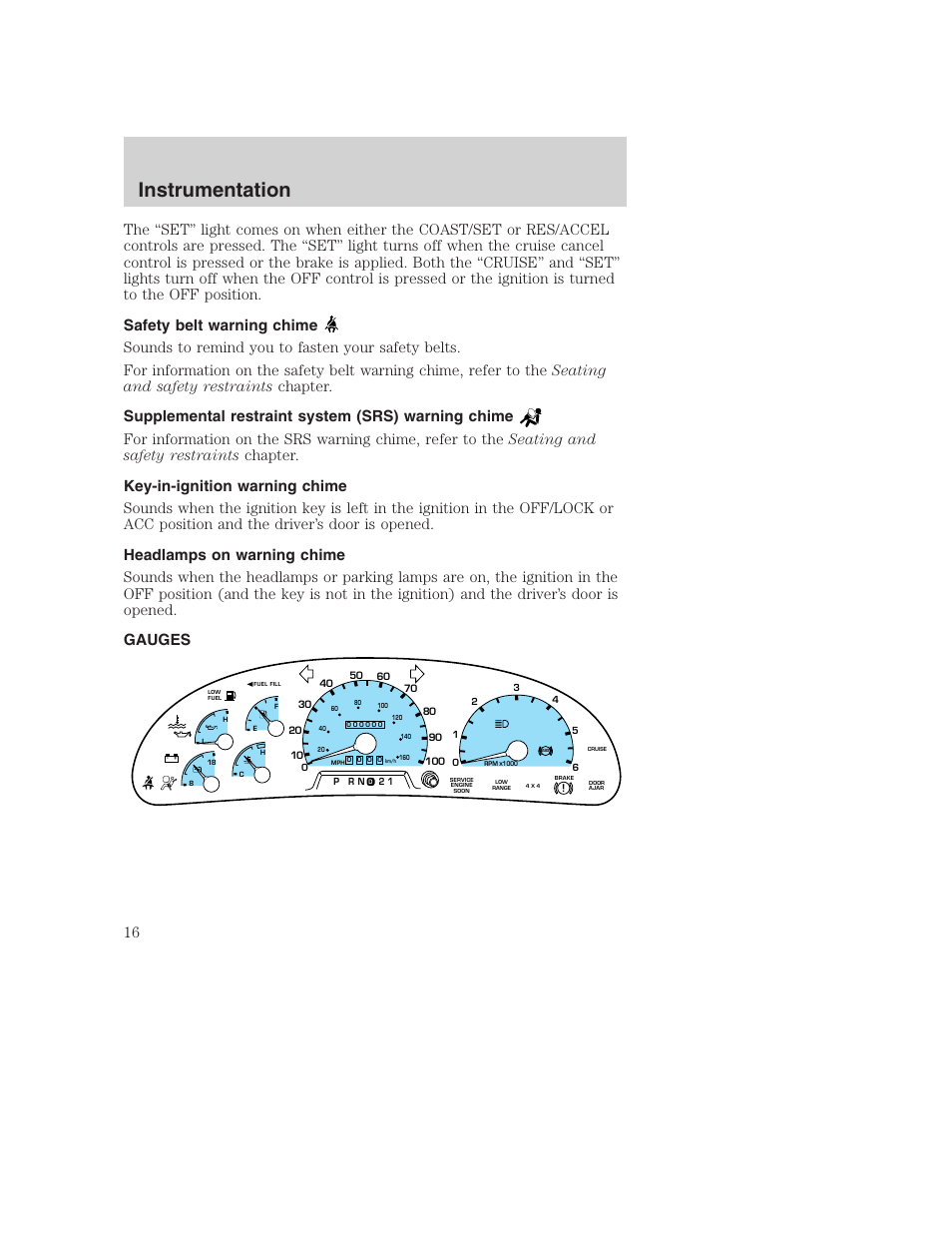 Instrumentation | FORD F-250 User Manual | Page 16 / 256