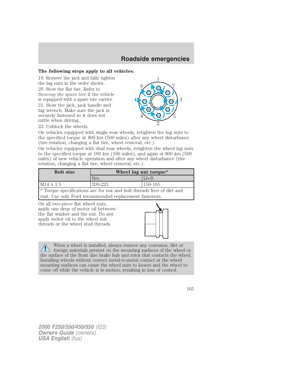 Roadside emergencies | FORD F-250 User Manual | Page 165 / 256