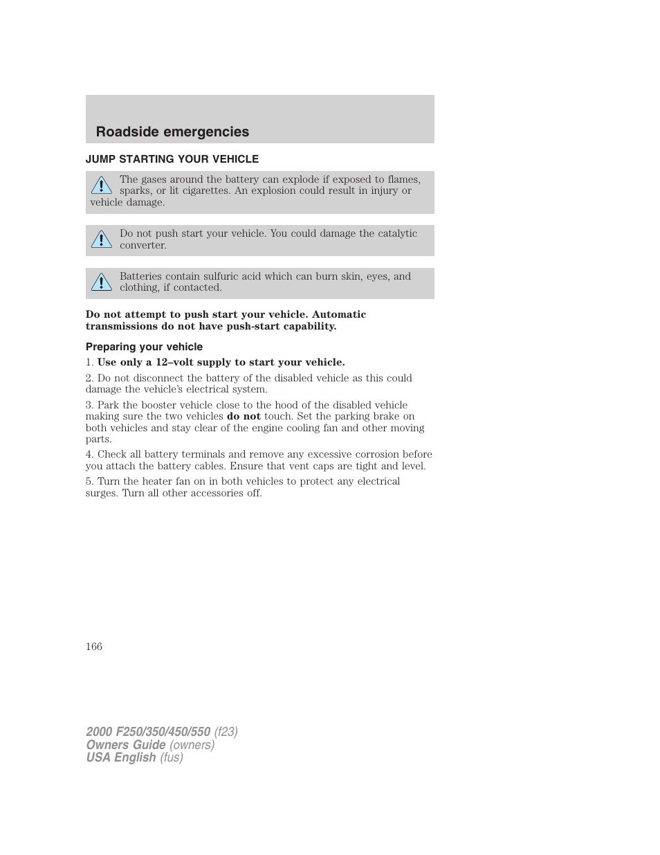 Roadside emergencies | FORD F-250 User Manual | Page 166 / 256