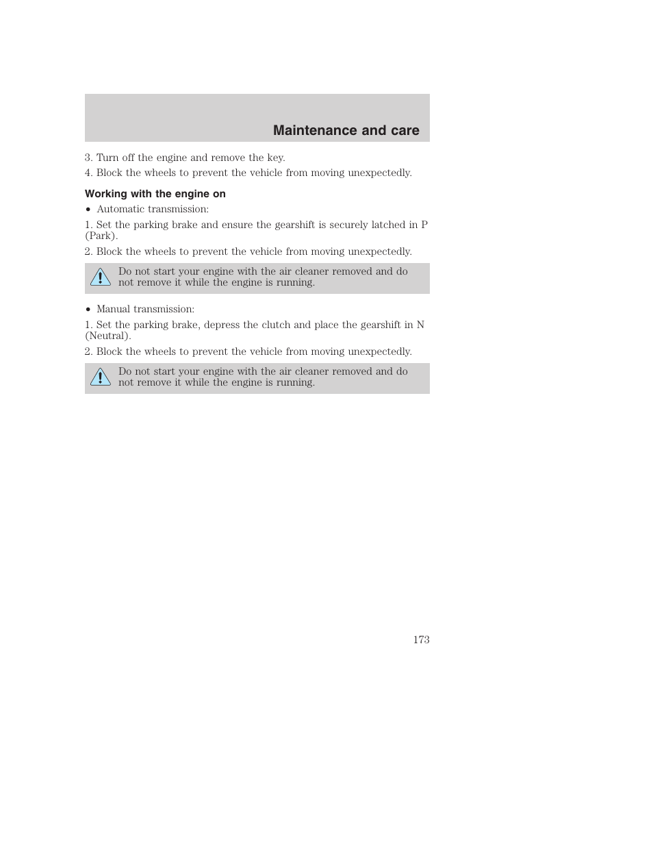 Maintenance and care | FORD F-250 User Manual | Page 173 / 256