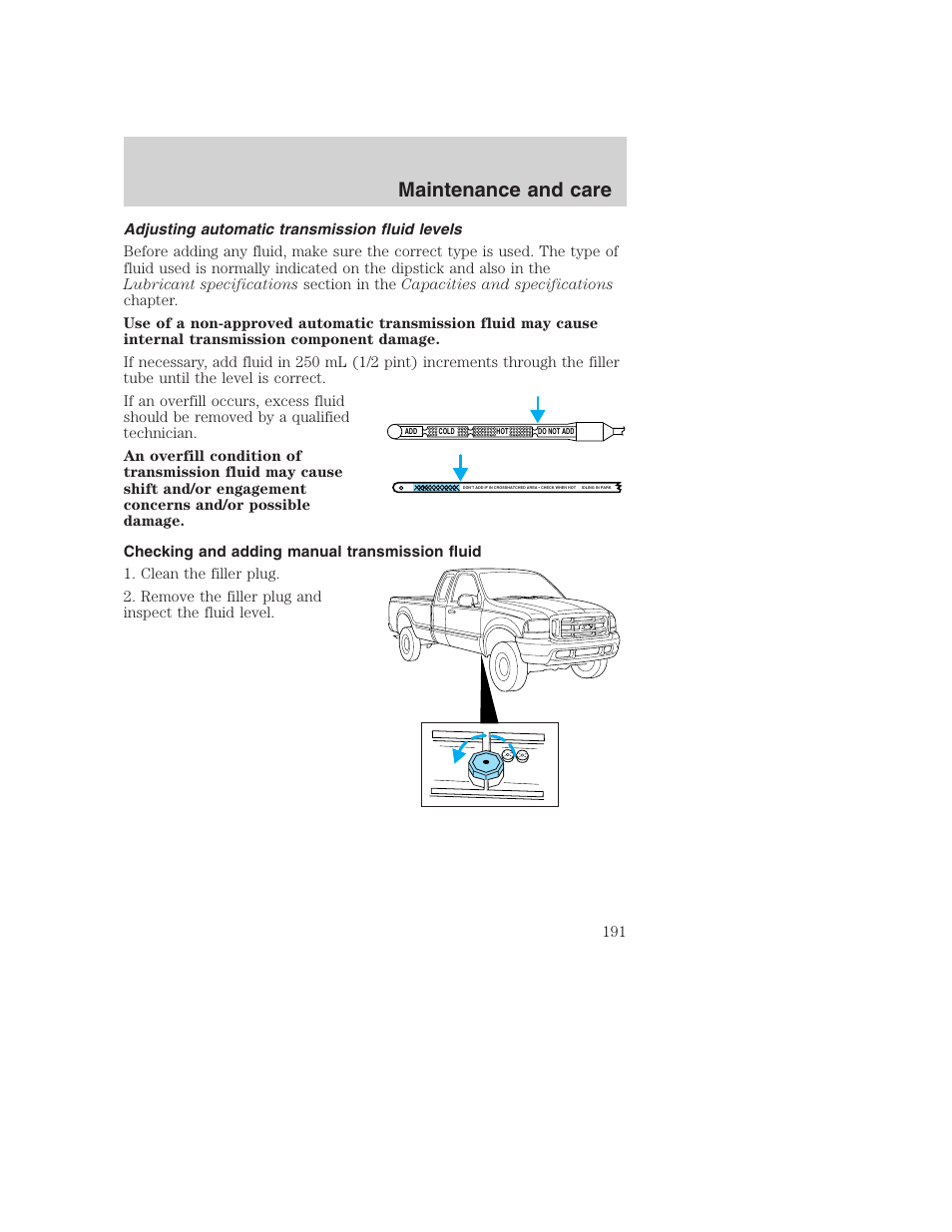 Maintenance and care | FORD F-250 User Manual | Page 191 / 256