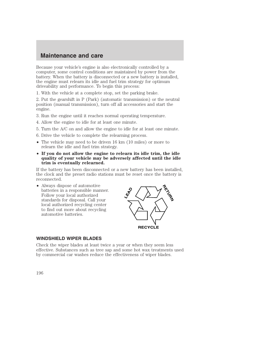 Maintenance and care | FORD F-250 User Manual | Page 196 / 256