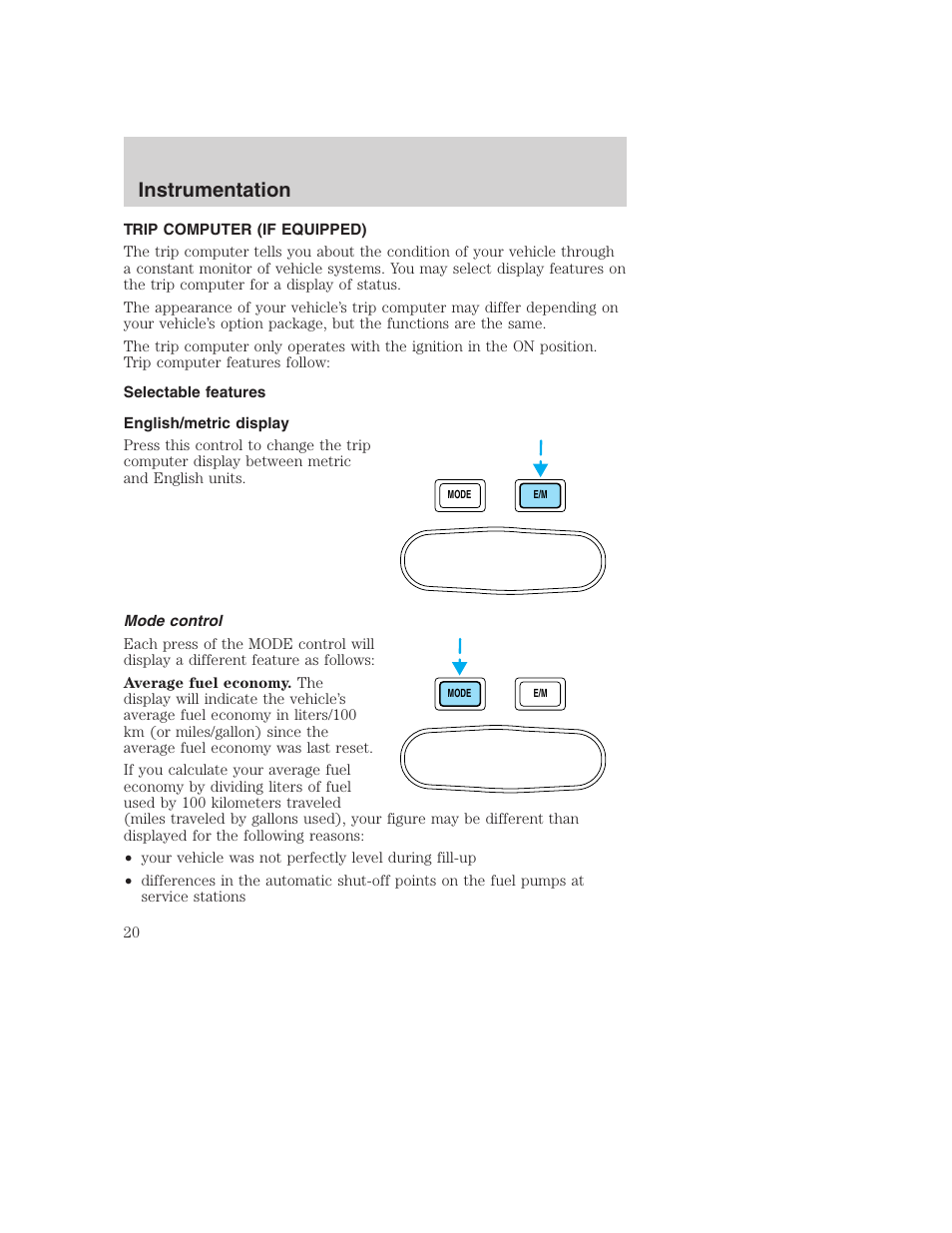 Instrumentation | FORD F-250 User Manual | Page 20 / 256