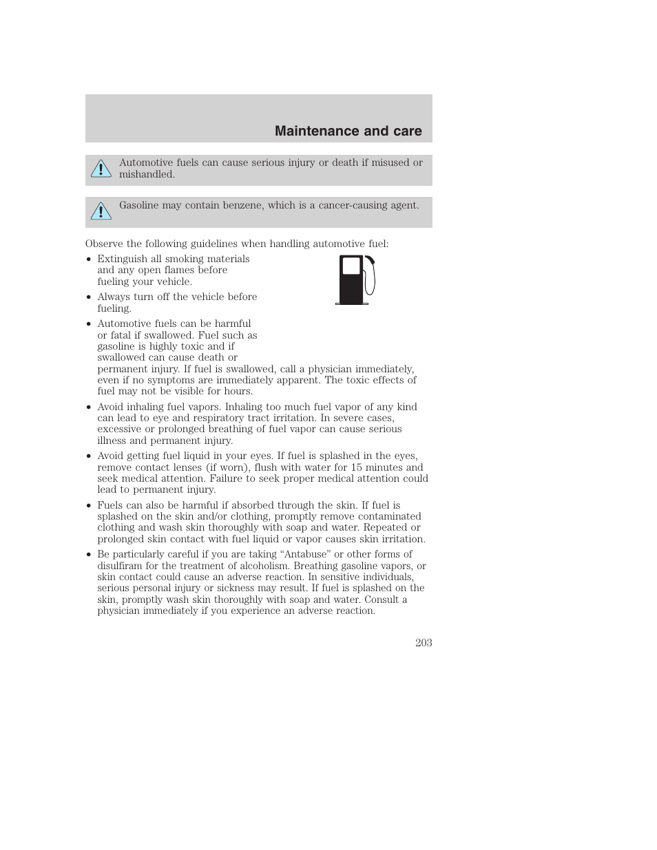 Maintenance and care | FORD F-250 User Manual | Page 203 / 256