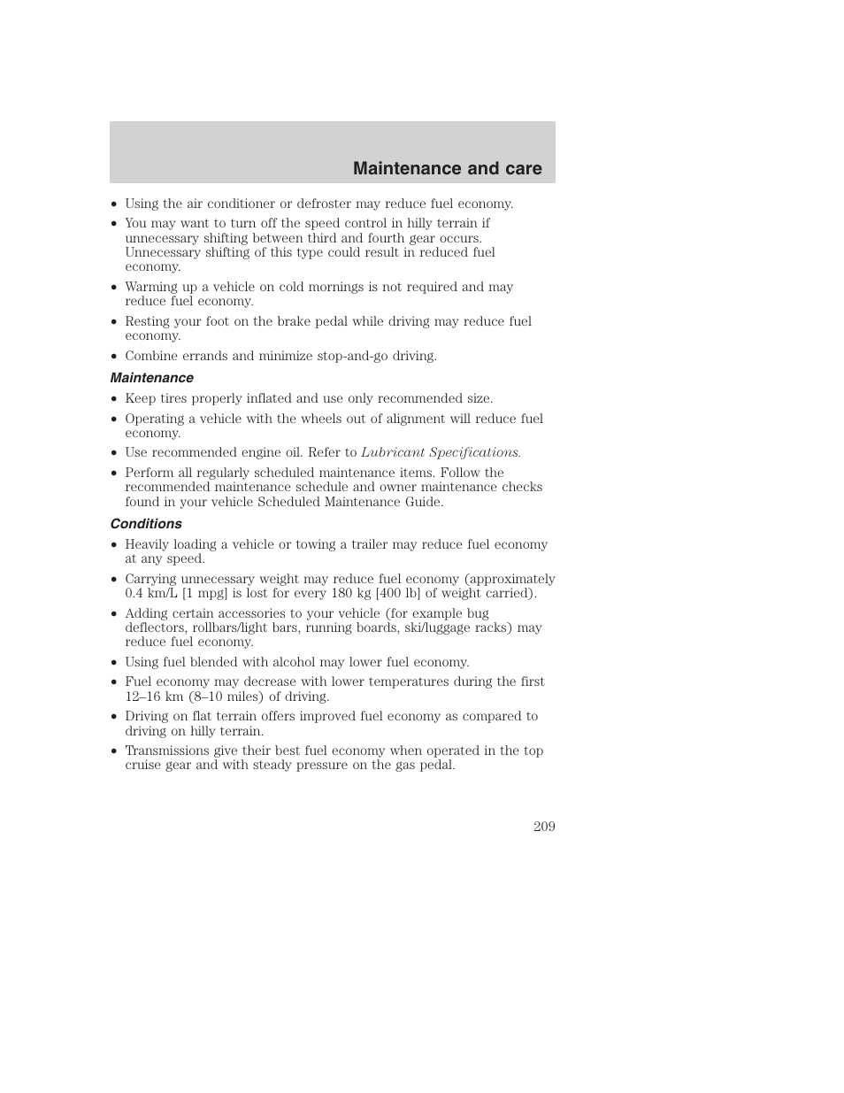 Maintenance and care | FORD F-250 User Manual | Page 209 / 256