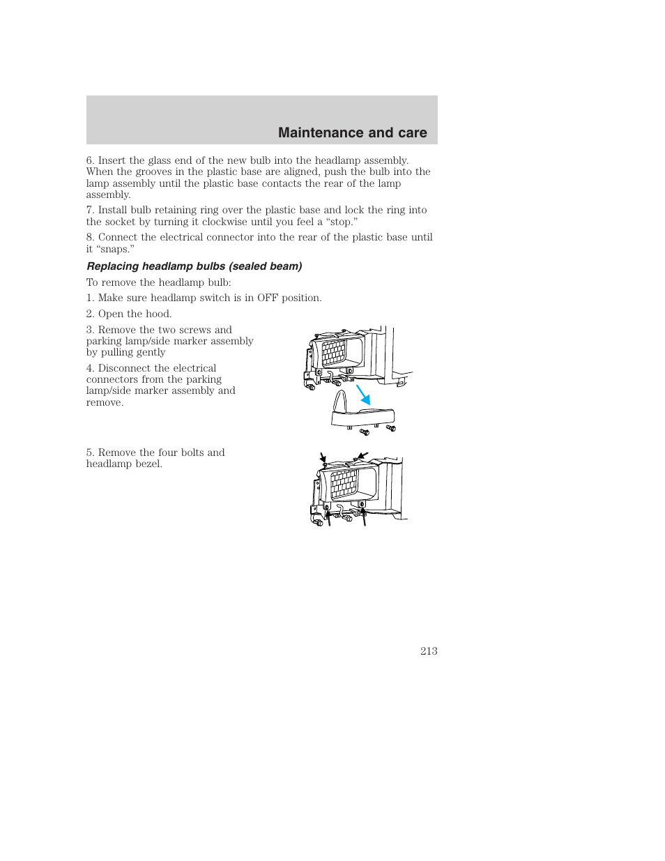 Maintenance and care | FORD F-250 User Manual | Page 213 / 256