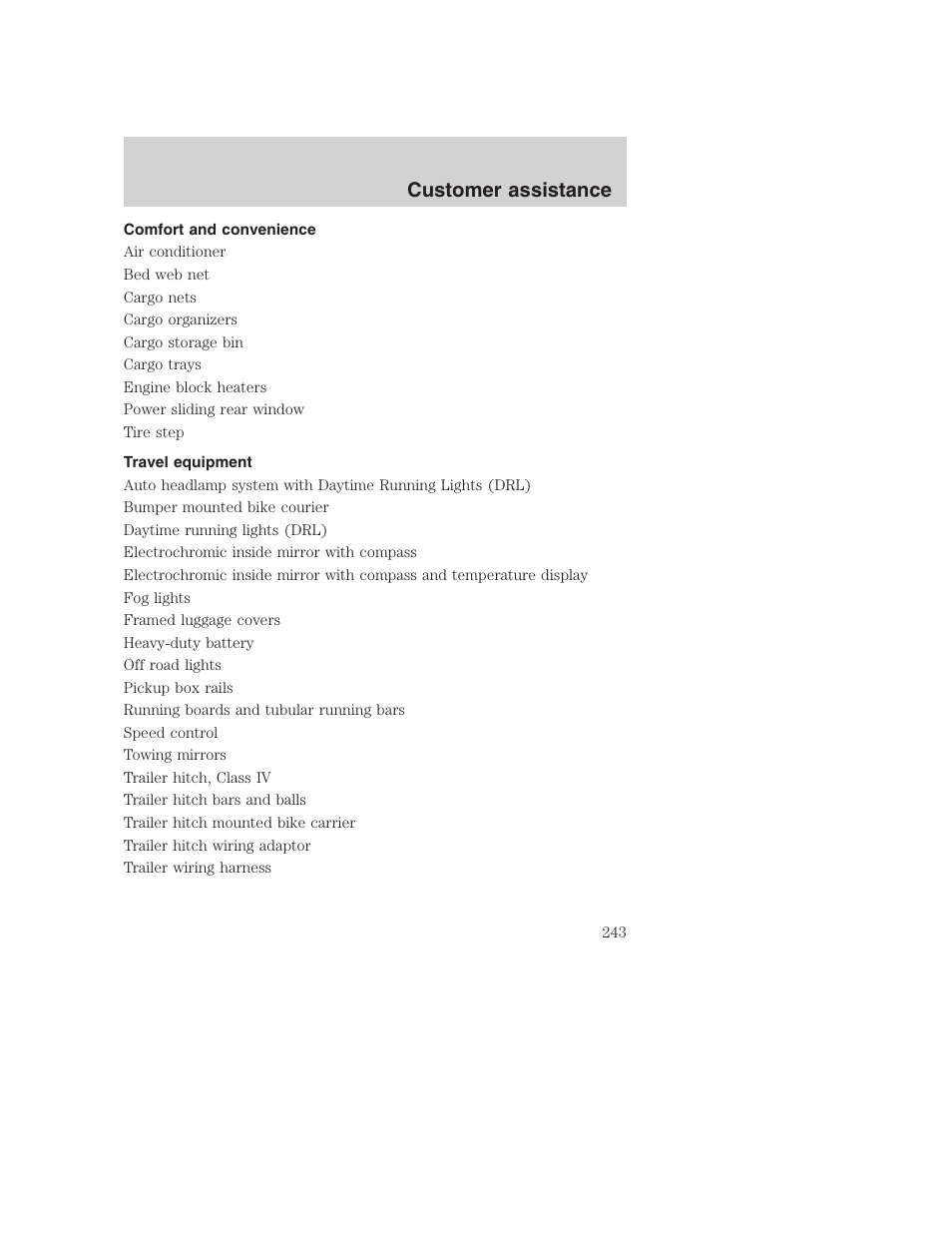 Customer assistance | FORD F-250 User Manual | Page 243 / 256