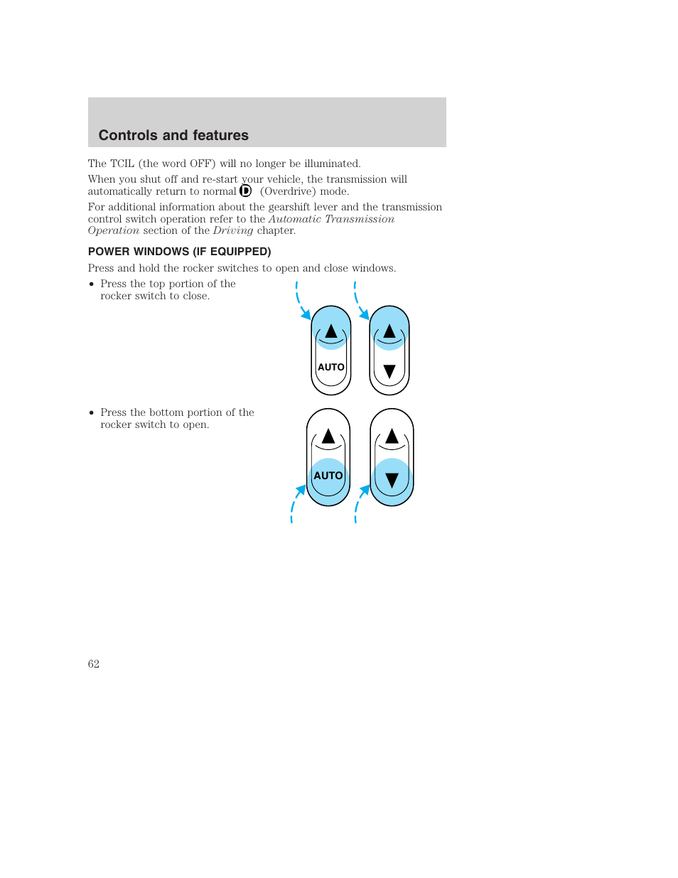 Controls and features | FORD F-250 User Manual | Page 62 / 256
