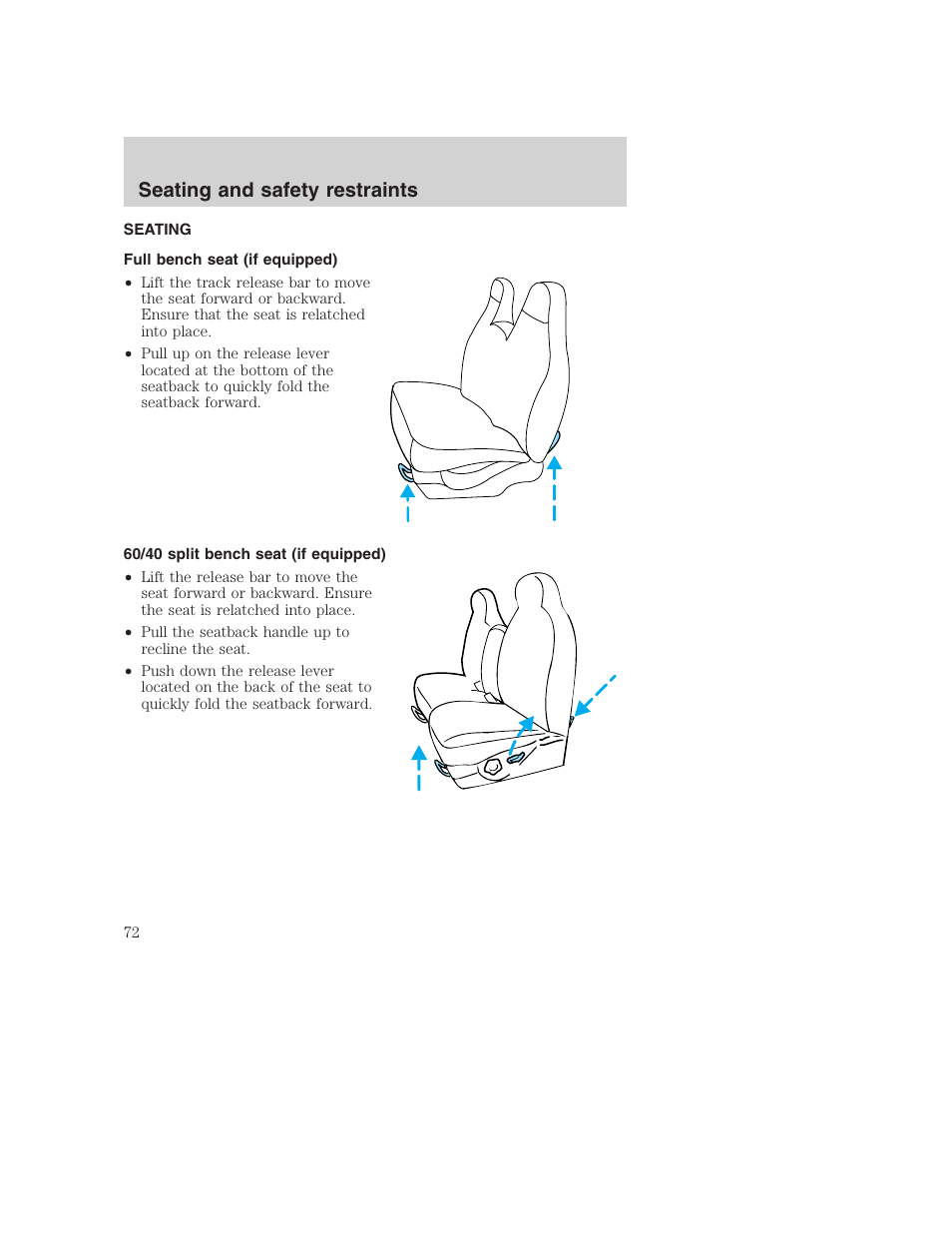 Seating and safety restraints | FORD F-250 User Manual | Page 72 / 256