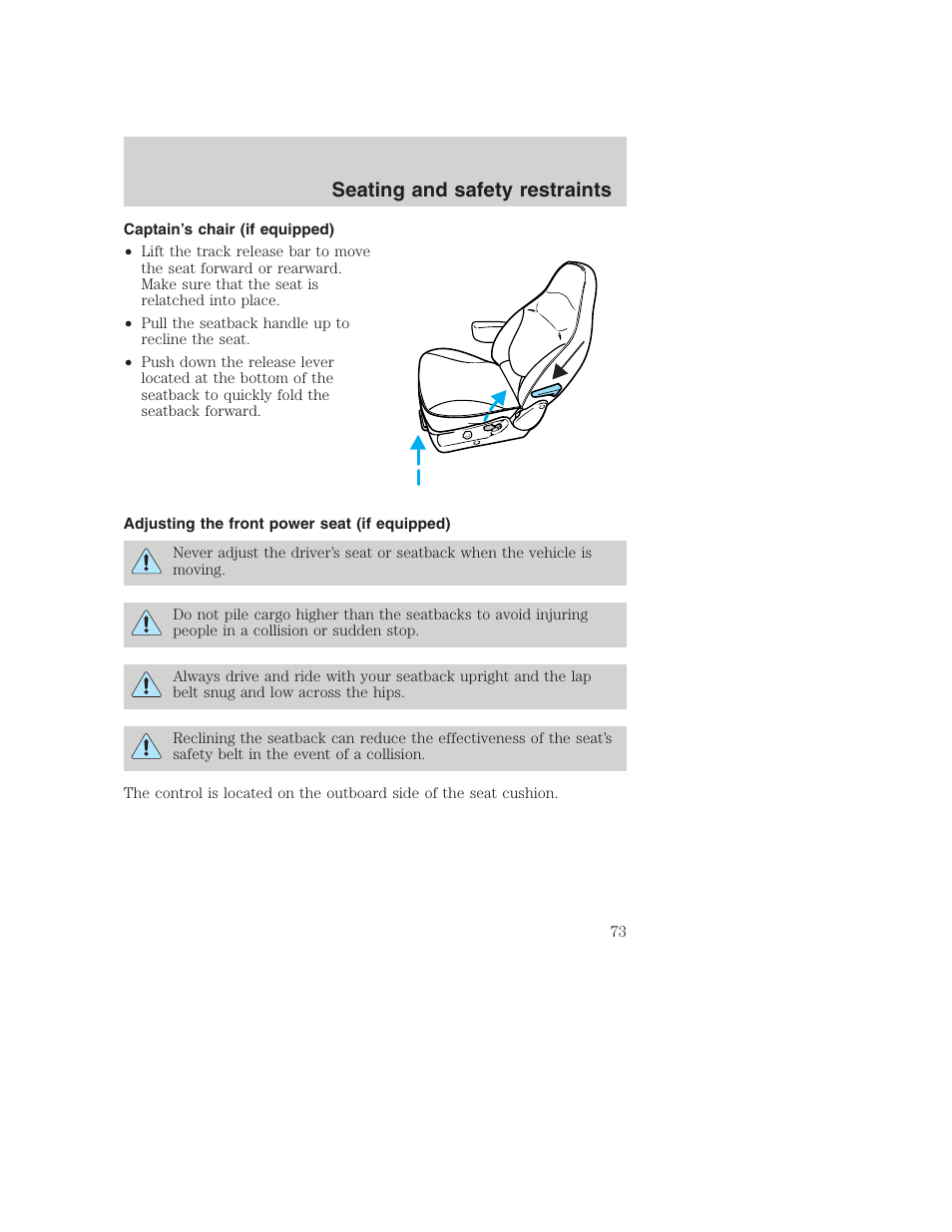 Seating and safety restraints | FORD F-250 User Manual | Page 73 / 256