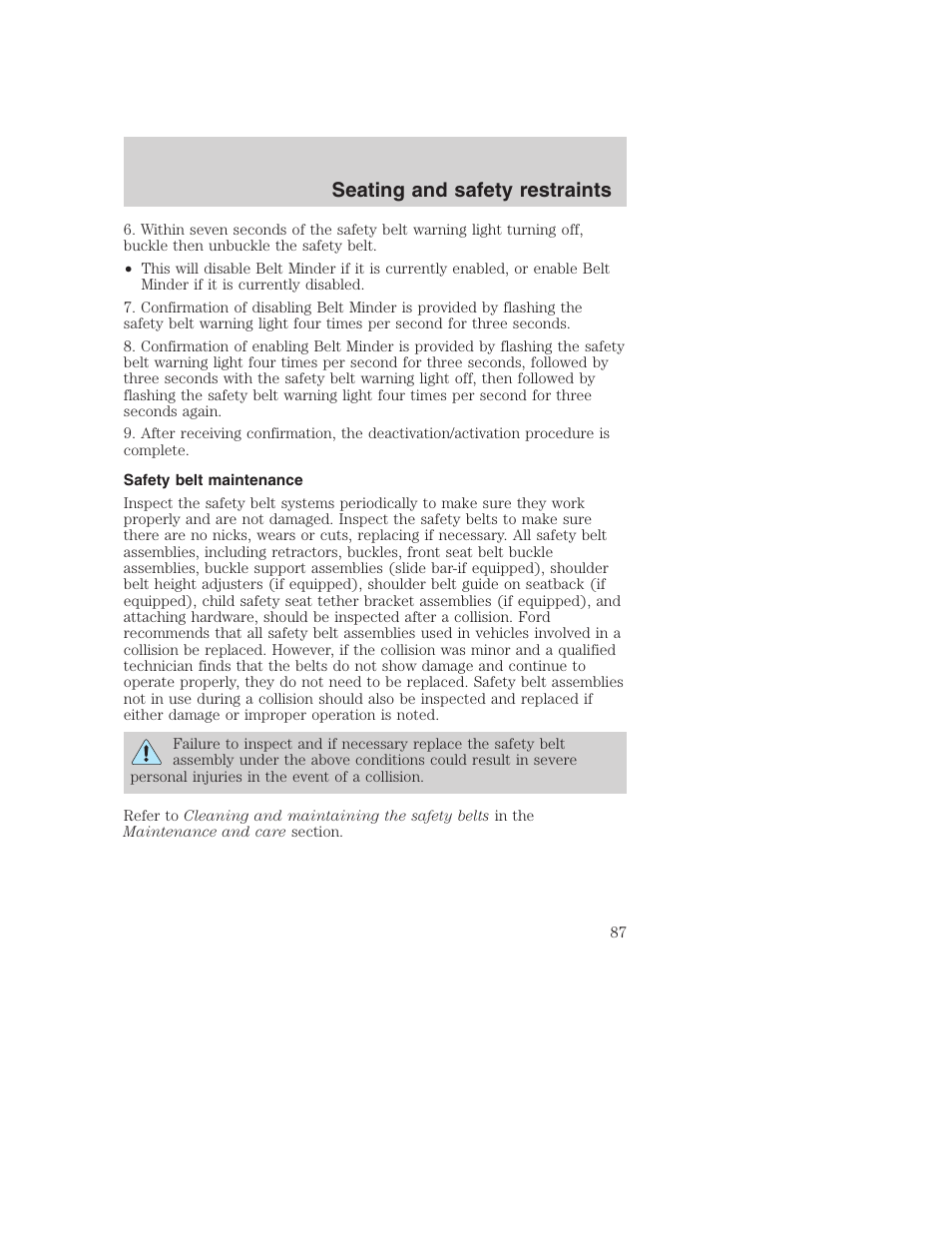 Seating and safety restraints | FORD F-250 User Manual | Page 87 / 256