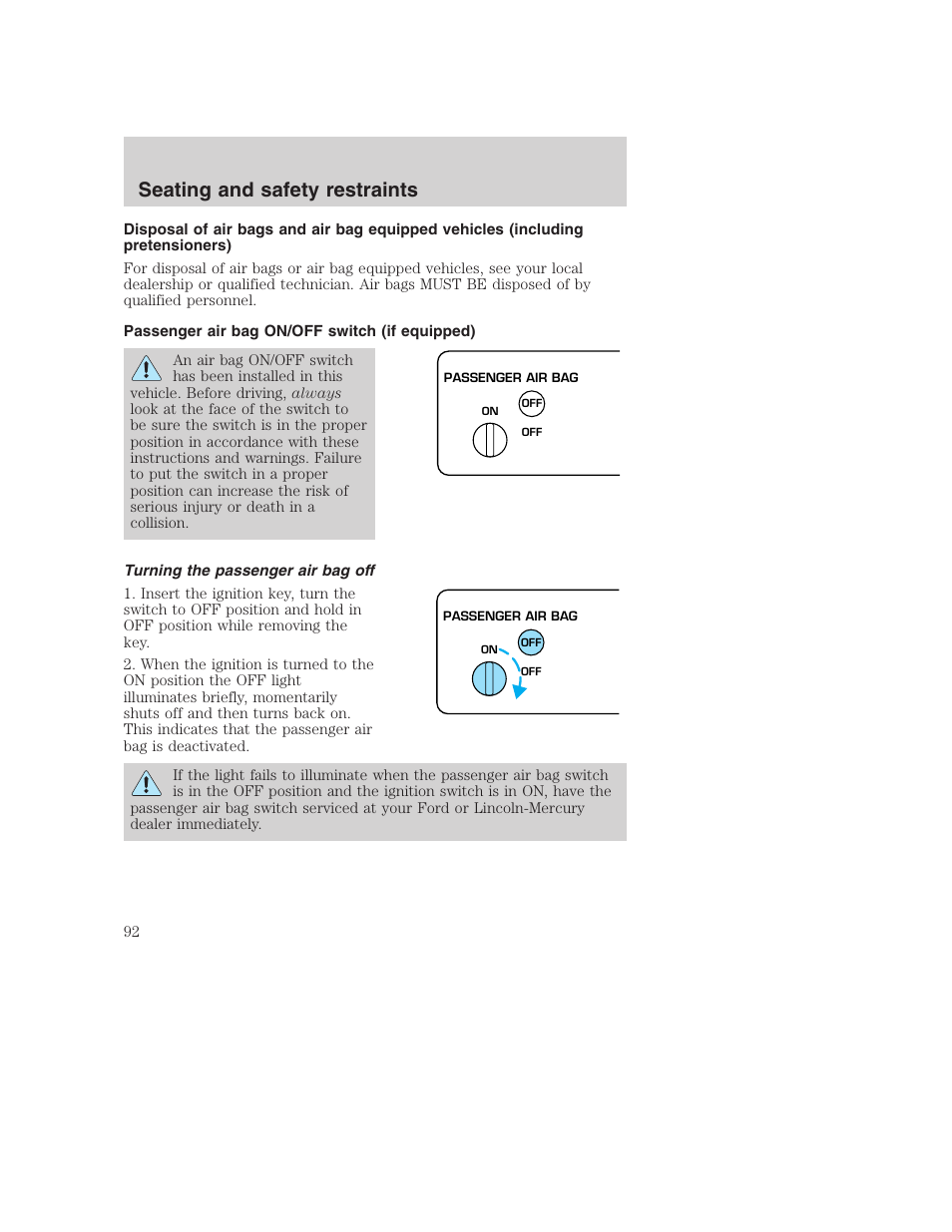 Seating and safety restraints | FORD F-250 User Manual | Page 92 / 256