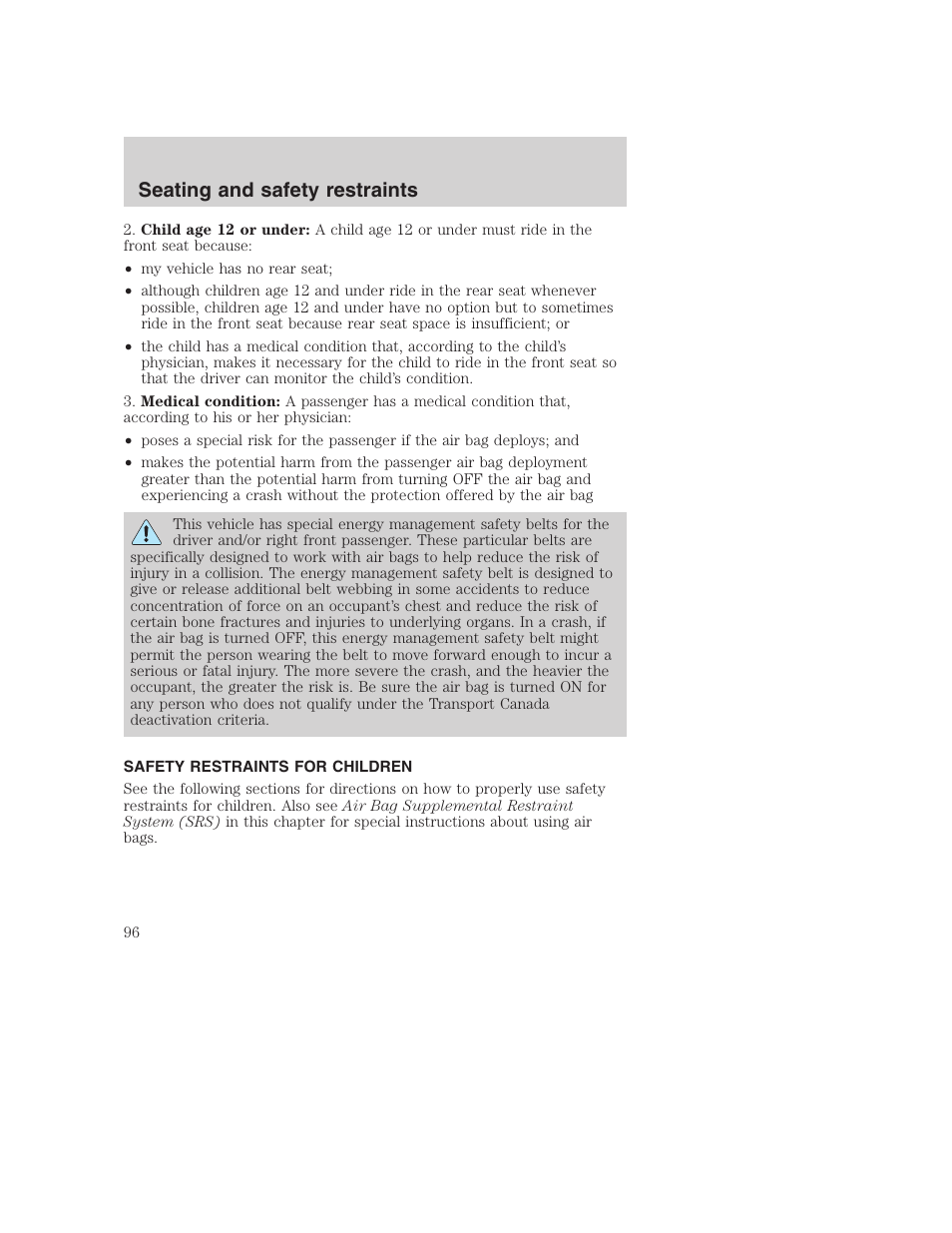 Seating and safety restraints | FORD F-250 User Manual | Page 96 / 256