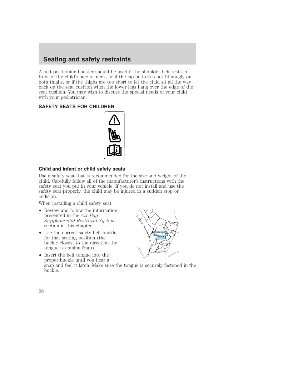 Seating and safety restraints | FORD F-250 User Manual | Page 98 / 256