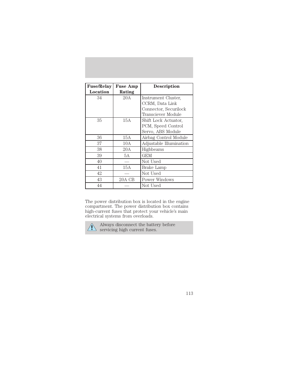 Roadside emergencies | FORD 1998 Mustang User Manual | Page 113 / 192