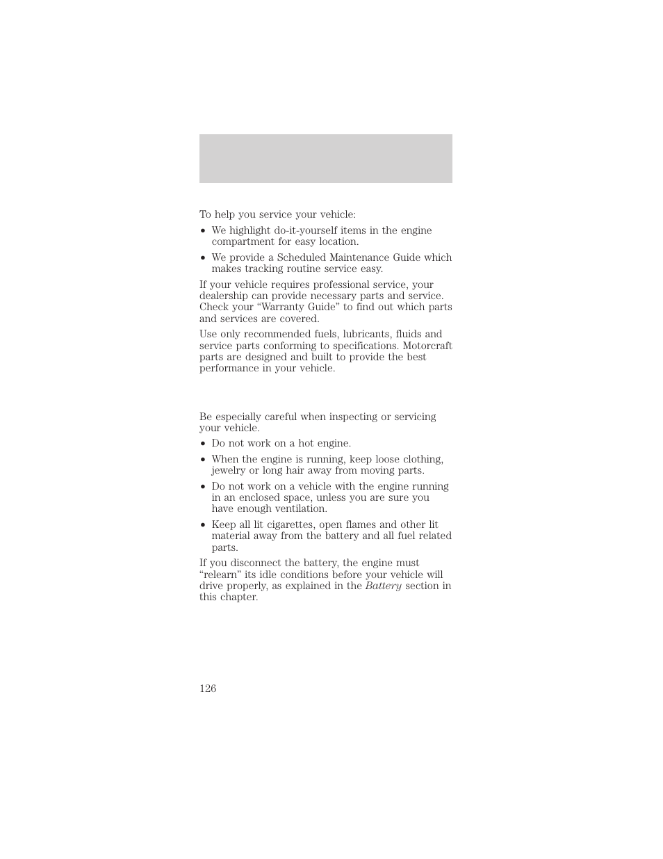 Maintenance and care | FORD 1998 Mustang User Manual | Page 126 / 192