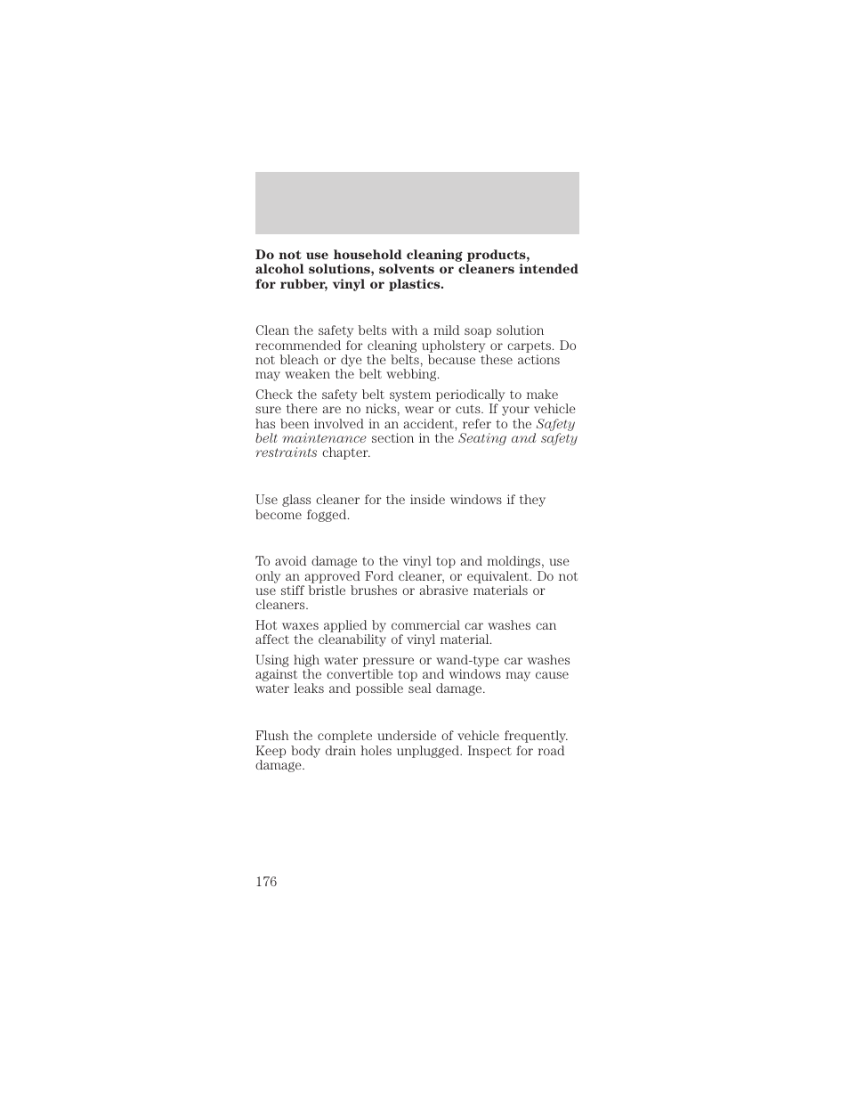 Maintenance and care | FORD 1998 Mustang User Manual | Page 176 / 192
