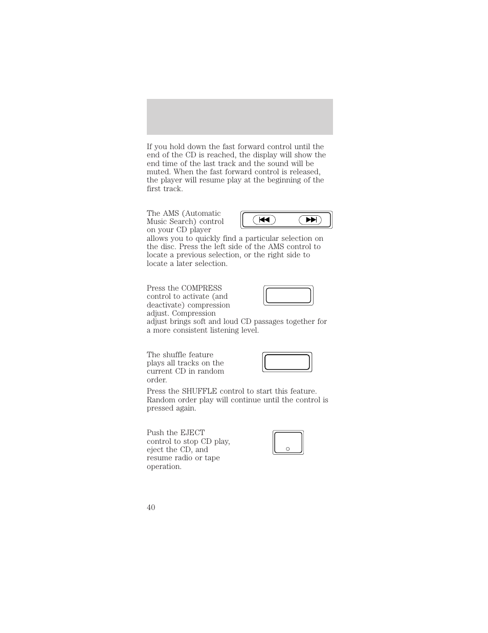 Controls and features | FORD 1998 Mustang User Manual | Page 40 / 192