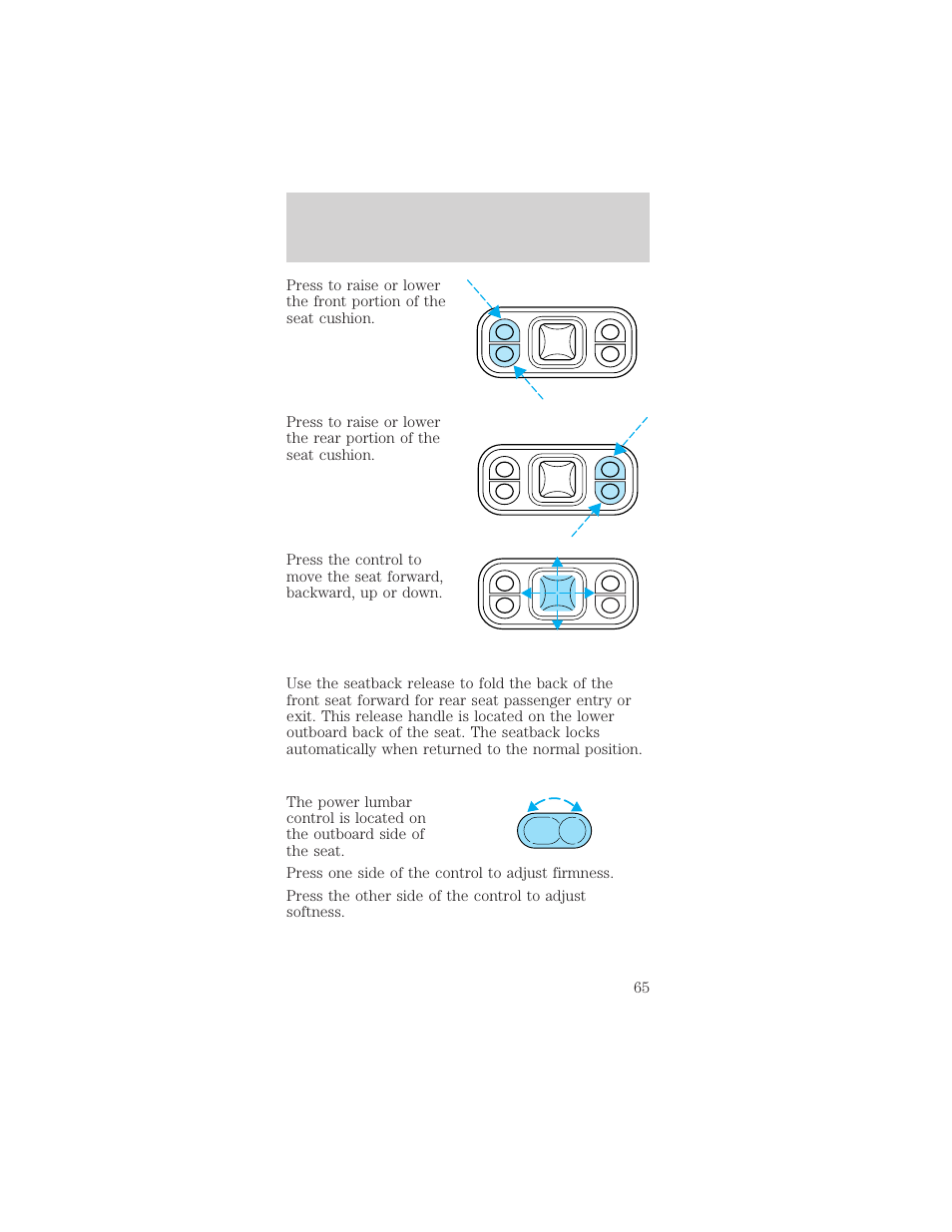 Seating and safety restraints | FORD 1998 Mustang User Manual | Page 65 / 192