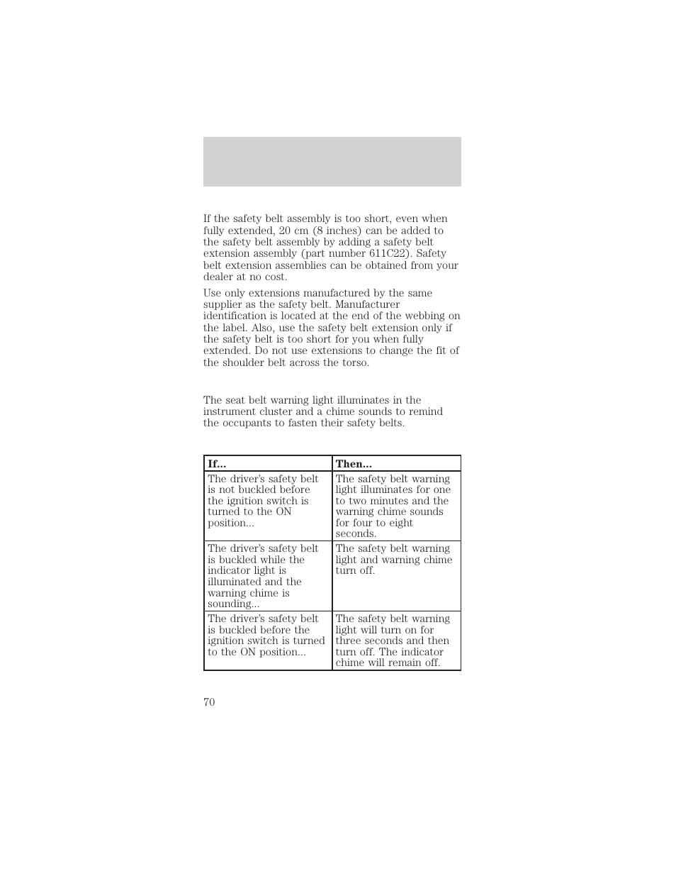 Seating and safety restraints | FORD 1998 Mustang User Manual | Page 70 / 192