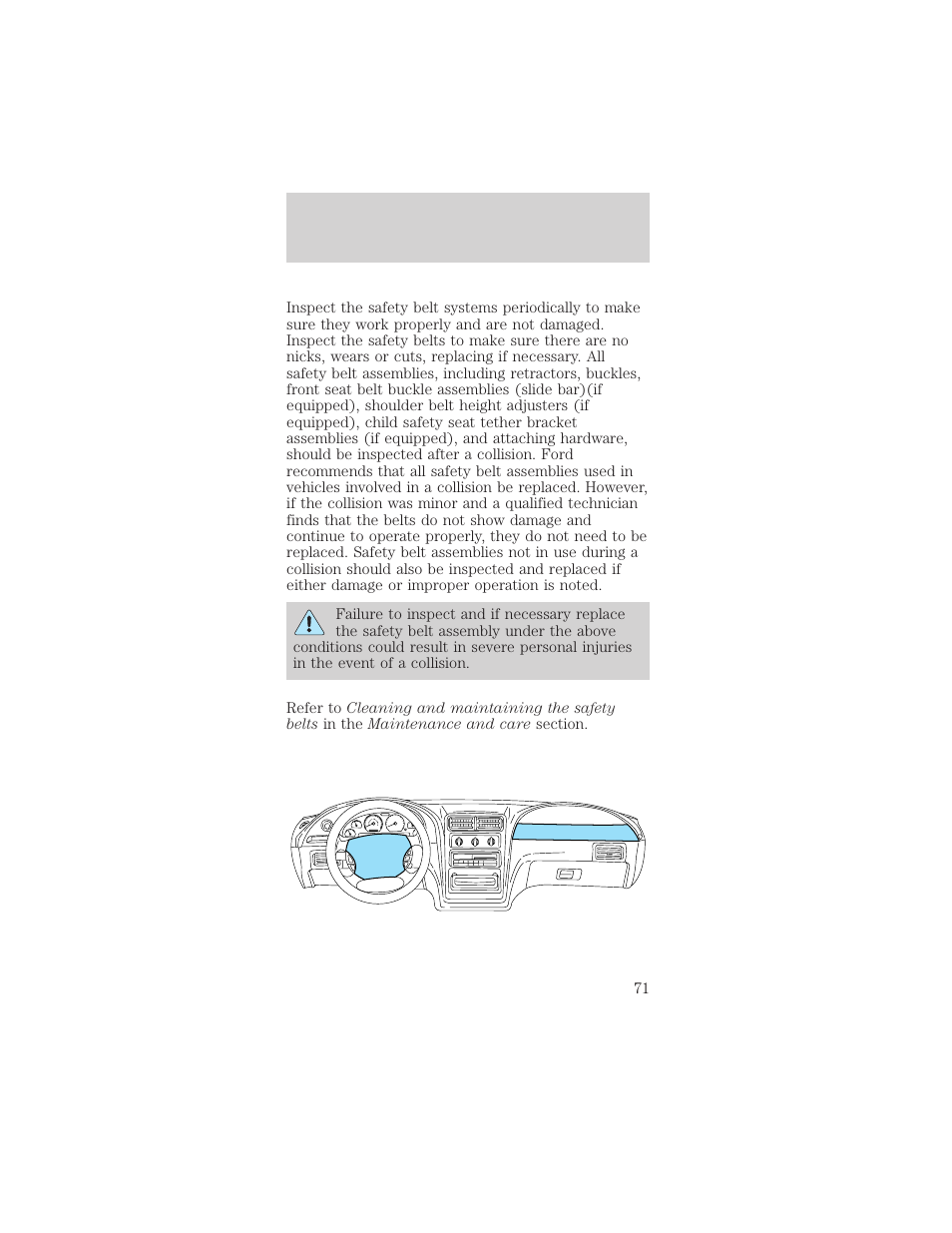 Seating and safety restraints | FORD 1998 Mustang User Manual | Page 71 / 192