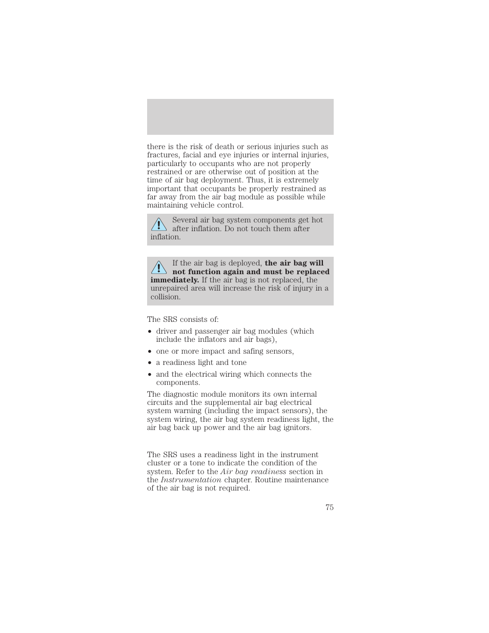 Seating and safety restraints | FORD 1998 Mustang User Manual | Page 75 / 192