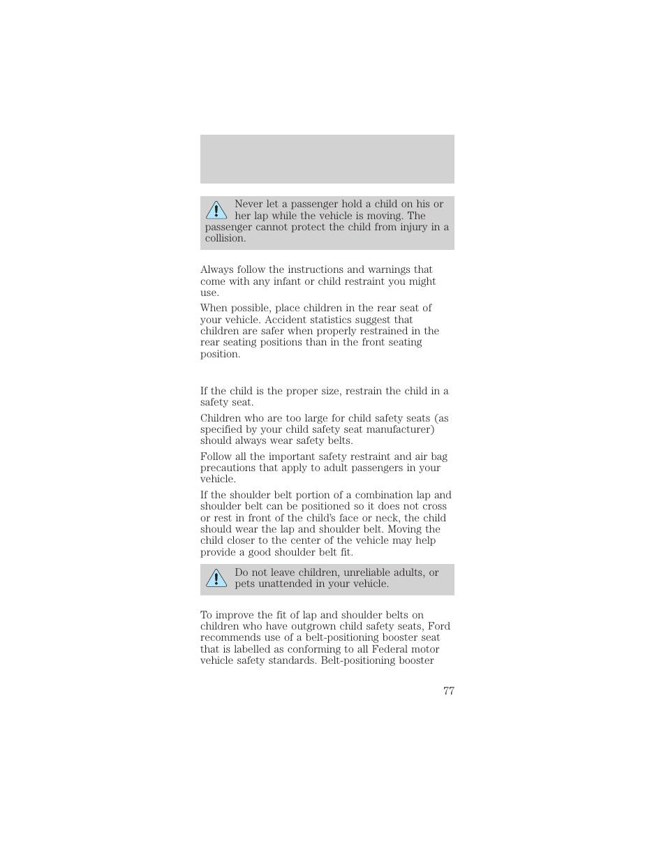 Seating and safety restraints | FORD 1998 Mustang User Manual | Page 77 / 192