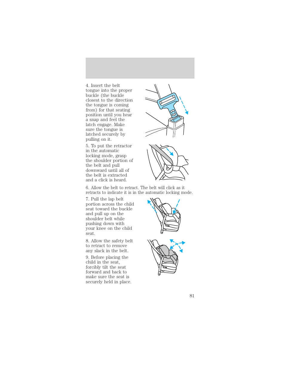 Seating and safety restraints | FORD 1998 Mustang User Manual | Page 81 / 192