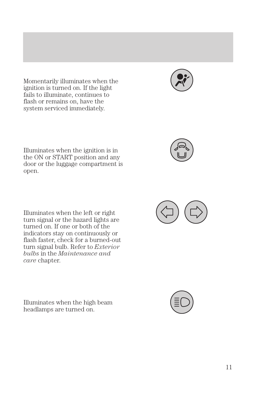 Instrumentation | FORD 2000 Focus User Manual | Page 11 / 280