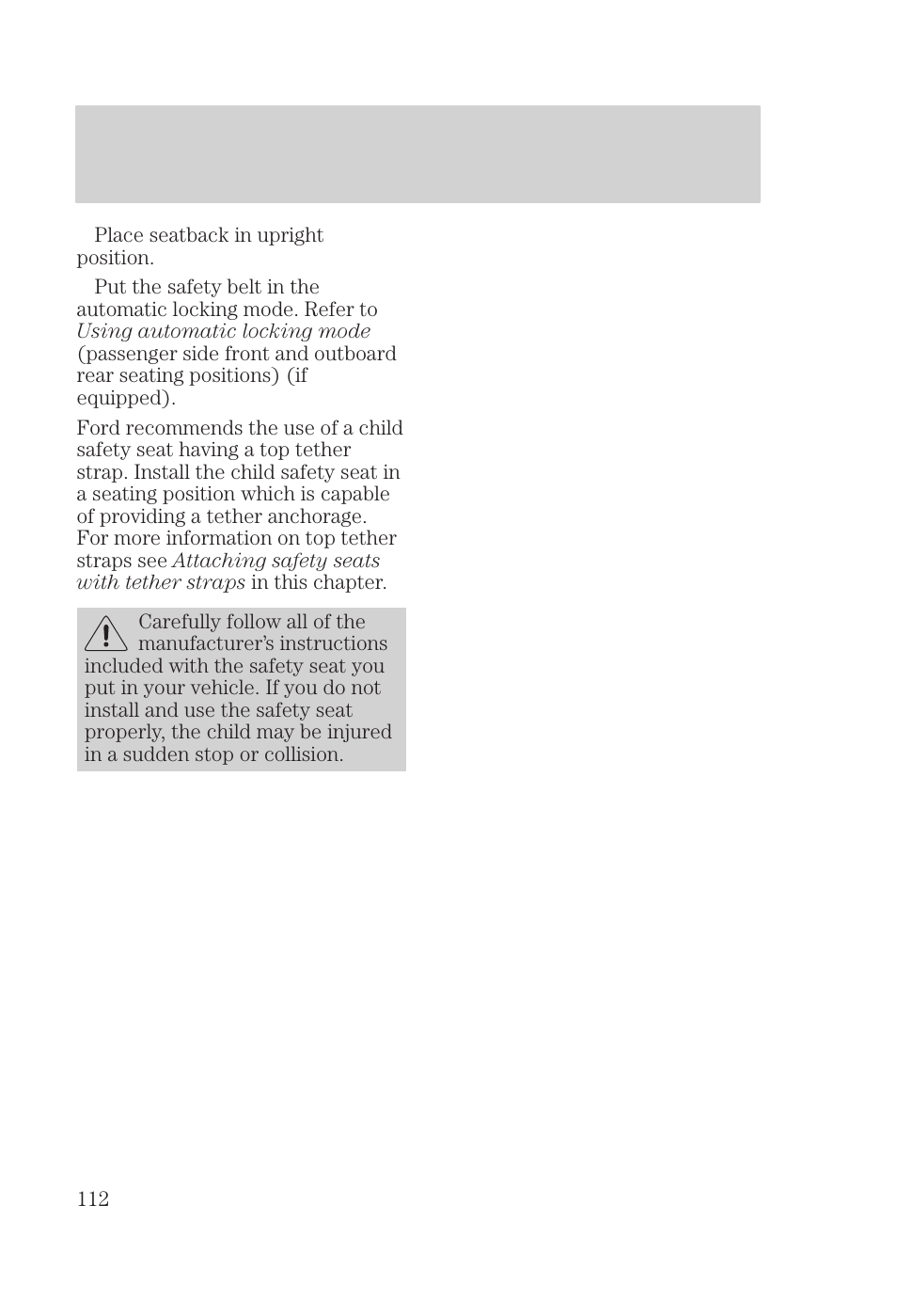 Seating and safety restraints | FORD 2000 Focus User Manual | Page 112 / 280