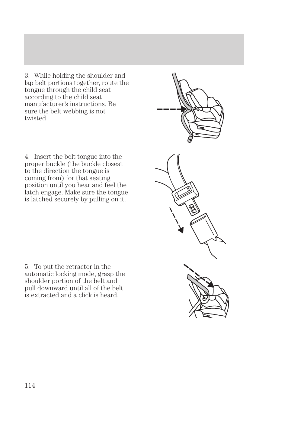 Seating and safety restraints | FORD 2000 Focus User Manual | Page 114 / 280