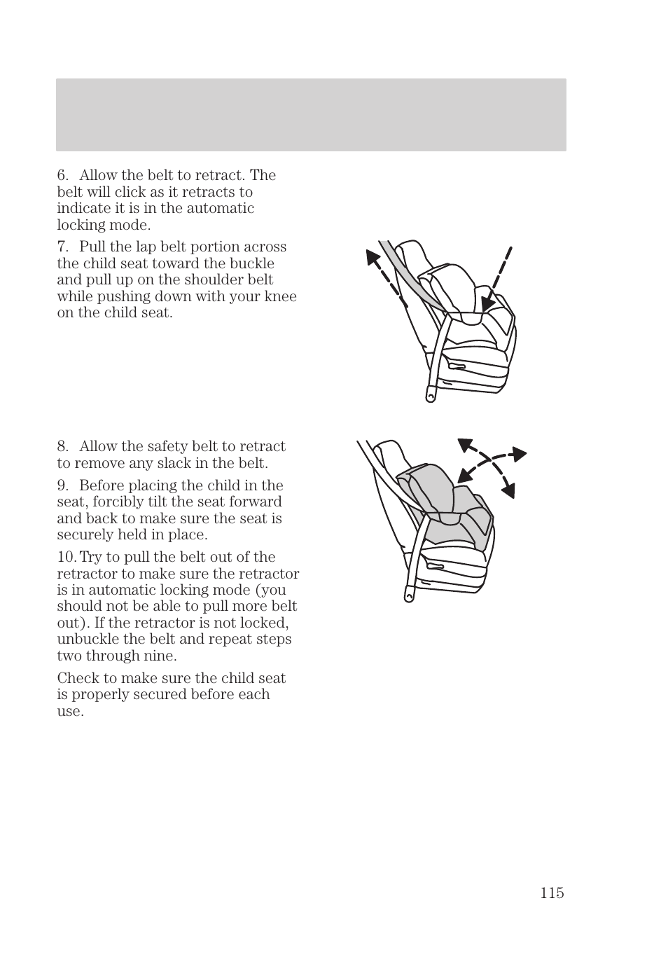 Seating and safety restraints | FORD 2000 Focus User Manual | Page 115 / 280