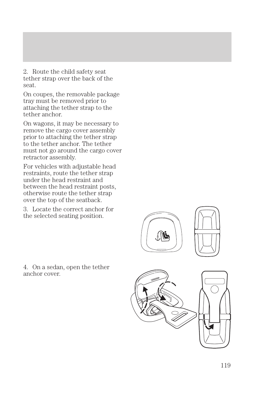 Seating and safety restraints | FORD 2000 Focus User Manual | Page 119 / 280